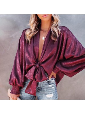 women's casual loose imitation silk shirt HF0502-03-02