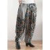 New stitching printed cotton and linen pants loose large size casual pants