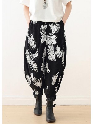 Bohemian black white cotton Organic Photography harem pants asymmetric Kaftan long pant
